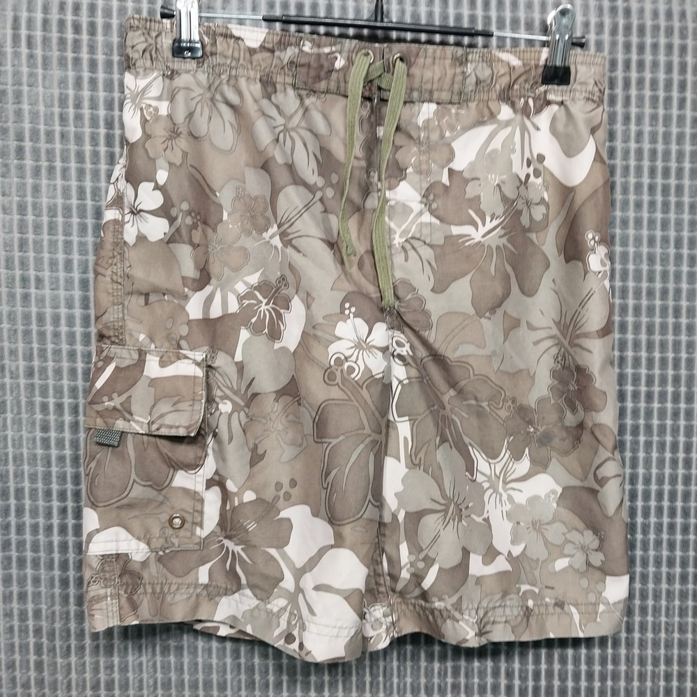 Cherokee Boys Swim Trunks Floral Cargo Camo Pocket Mesh Liner Size 6/7 Green